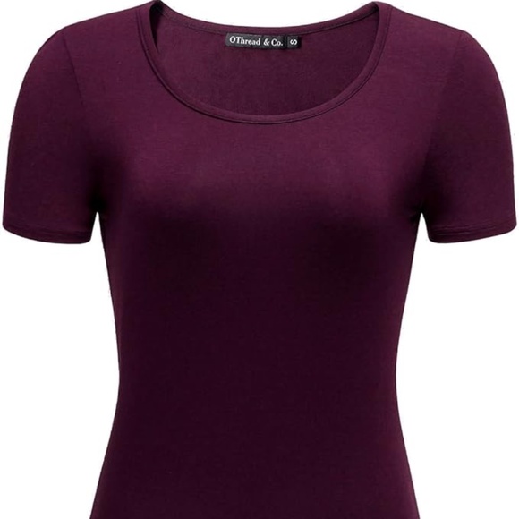 Women's OThread & Co. T Shirt Basic Top Scoop Neck Chestnut Maroon Large Stretch - Picture 1 of 8